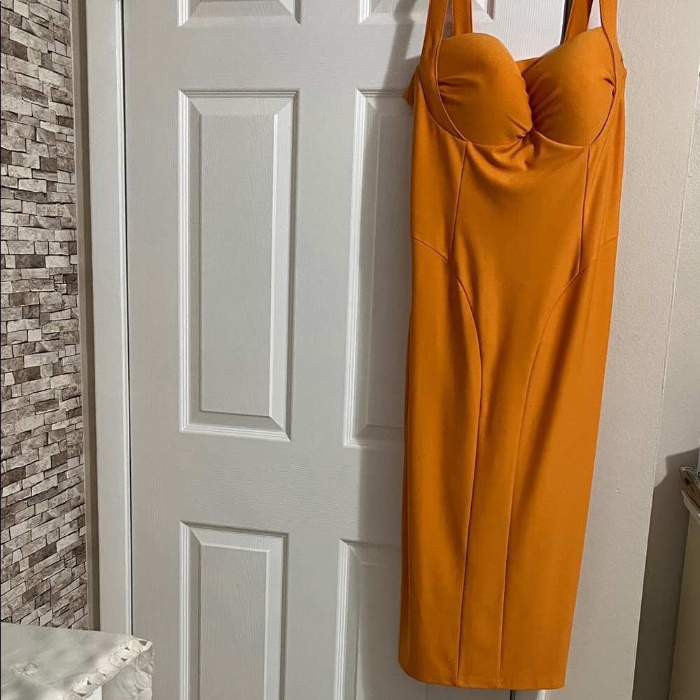 Fashion Nova Strapless Orange Dress